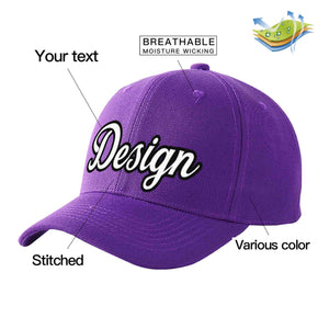 Custom Purple White-Black Curved Eaves Sport Design Baseball Cap