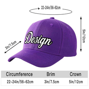 Custom Purple White-Black Curved Eaves Sport Design Baseball Cap