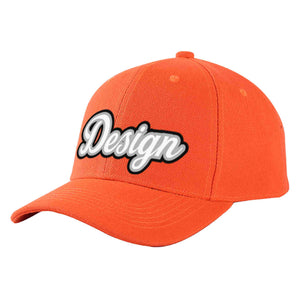 Custom Tangerine White-Gray Curved Eaves Sport Design Baseball Cap