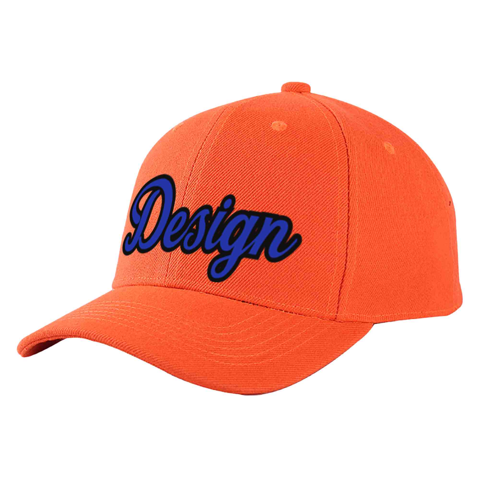 Casquette de baseball personnalisée Tangerine Royal-Black Curved Eaves Sport Design