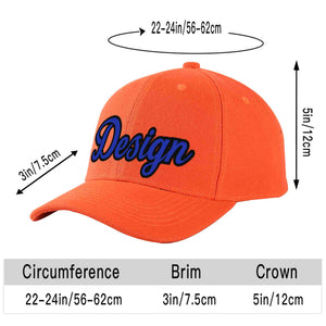 Casquette de baseball personnalisée Tangerine Royal-Black Curved Eaves Sport Design