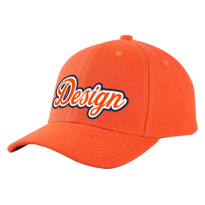 Casquette de baseball incurvée personnalisée orange mandarine-blanc avec avant-toit