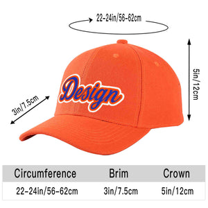 Custom Tangerine Royal-Orange Curved Eaves Sport Design Baseball Cap