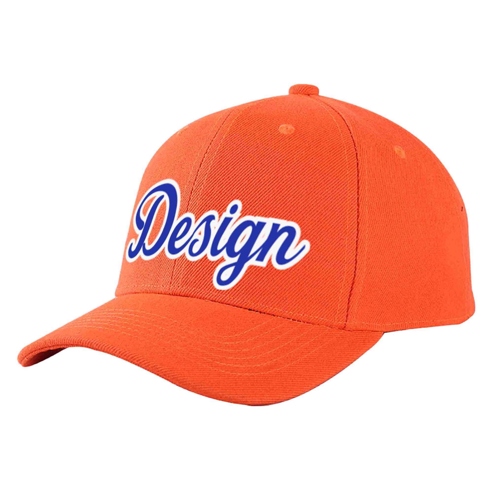 Casquette de baseball personnalisée Tangerine Royal-White Curved Eaves Sport Design