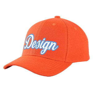 Casquette de baseball personnalisée Tangerine blanc-bleu clair incurvée Eaves Sport Design