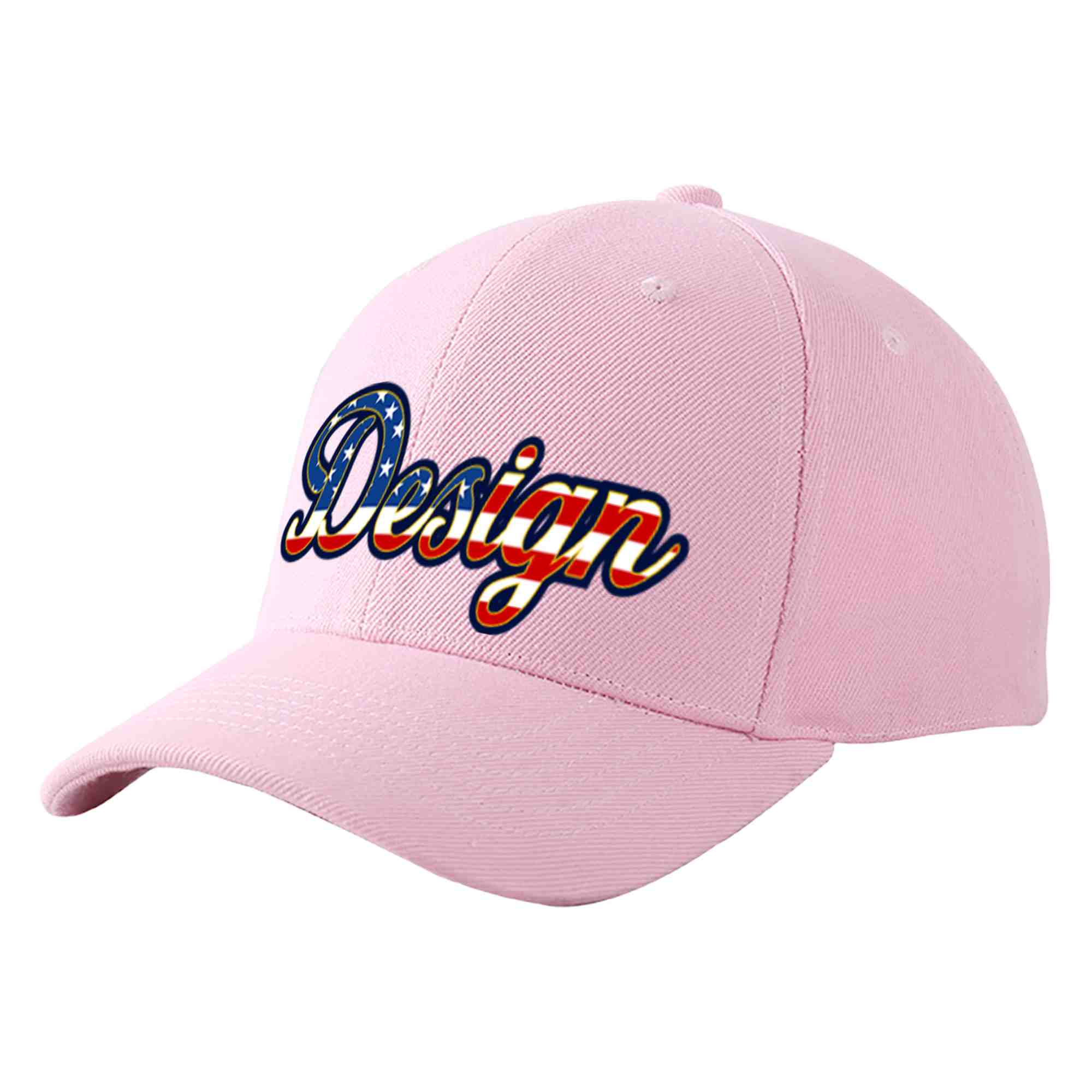 Casquette de baseball personnalisée rose vintage avec drapeau des États-Unis et avant-toit incurvé doré