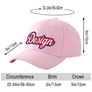 Custom Pink White-Red Curved Eaves Sport Design Baseball Cap