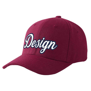 Casquette de baseball incurvée personnalisée, vin rouge, blanc-marine, Eaves Sport Design