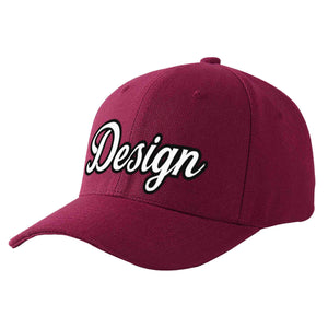 Custom Red Wine White-Black Curved Eaves Sport Design Baseball Cap