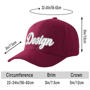 Custom Red Wine White-Gray Curved Eaves Sport Design Baseball Cap