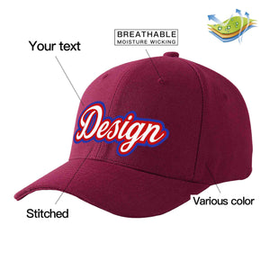 Casquette de baseball de conception de sport d'avant-toit incurvé blanc-rouge de vin rouge personnalisé