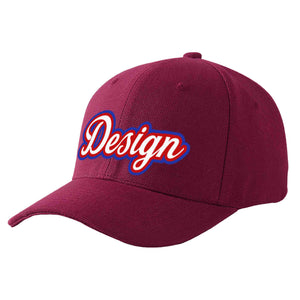 Casquette de baseball de conception de sport d'avant-toit incurvé blanc-rouge de vin rouge personnalisé