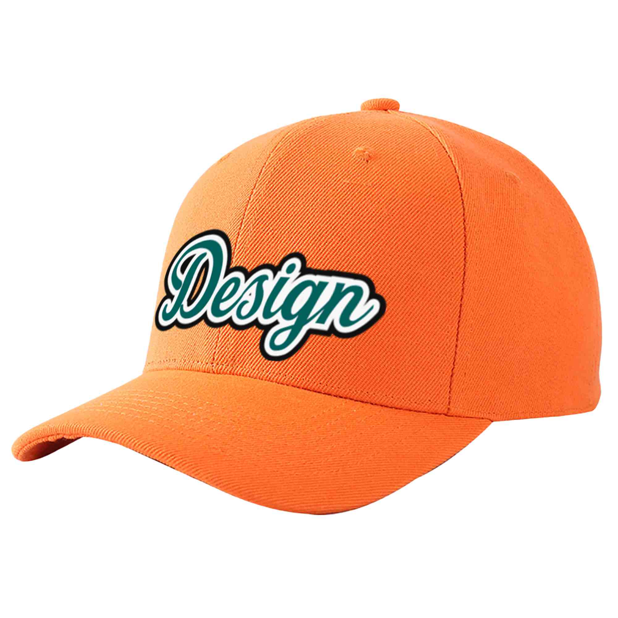 Casquette de baseball personnalisée orange Aqua-White Curved Eaves Sport Design