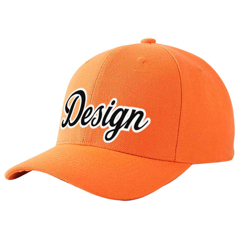 Custom Orange Black-White Curved Eaves Sport Design Baseball Cap