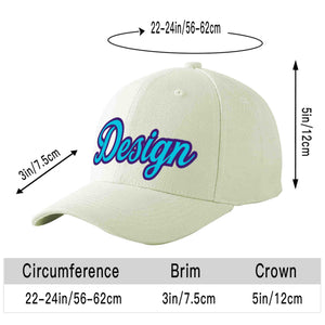 Custom Cream Light Blue-Purple Curved Eaves Sport Design Baseball Cap