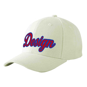 Custom Cream Red-Royal Curved Eaves Sport Design Baseball Cap