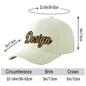 Custom Cream Old Gold-Black Curved Eaves Sport Design Baseball Cap