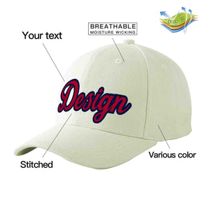 Casquette de baseball personnalisée crème rouge-marine courbée Eaves Sport Design