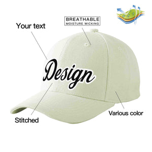 Casquette de baseball de conception de sport incurvée noir-blanc crème personnalisée