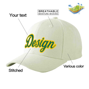 Casquette de baseball personnalisée crème Kelly vert-or courbée Eaves Sport Design