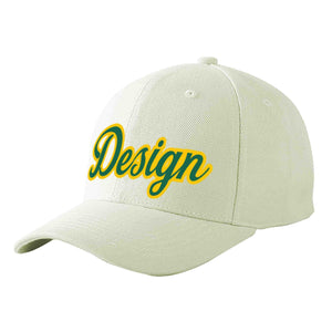 Casquette de baseball personnalisée crème Kelly vert-or courbée Eaves Sport Design