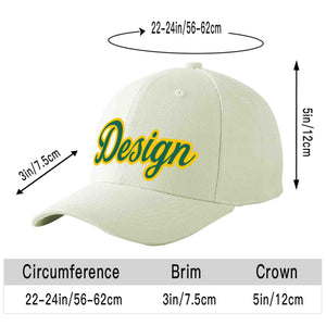 Casquette de baseball personnalisée crème Kelly vert-or courbée Eaves Sport Design