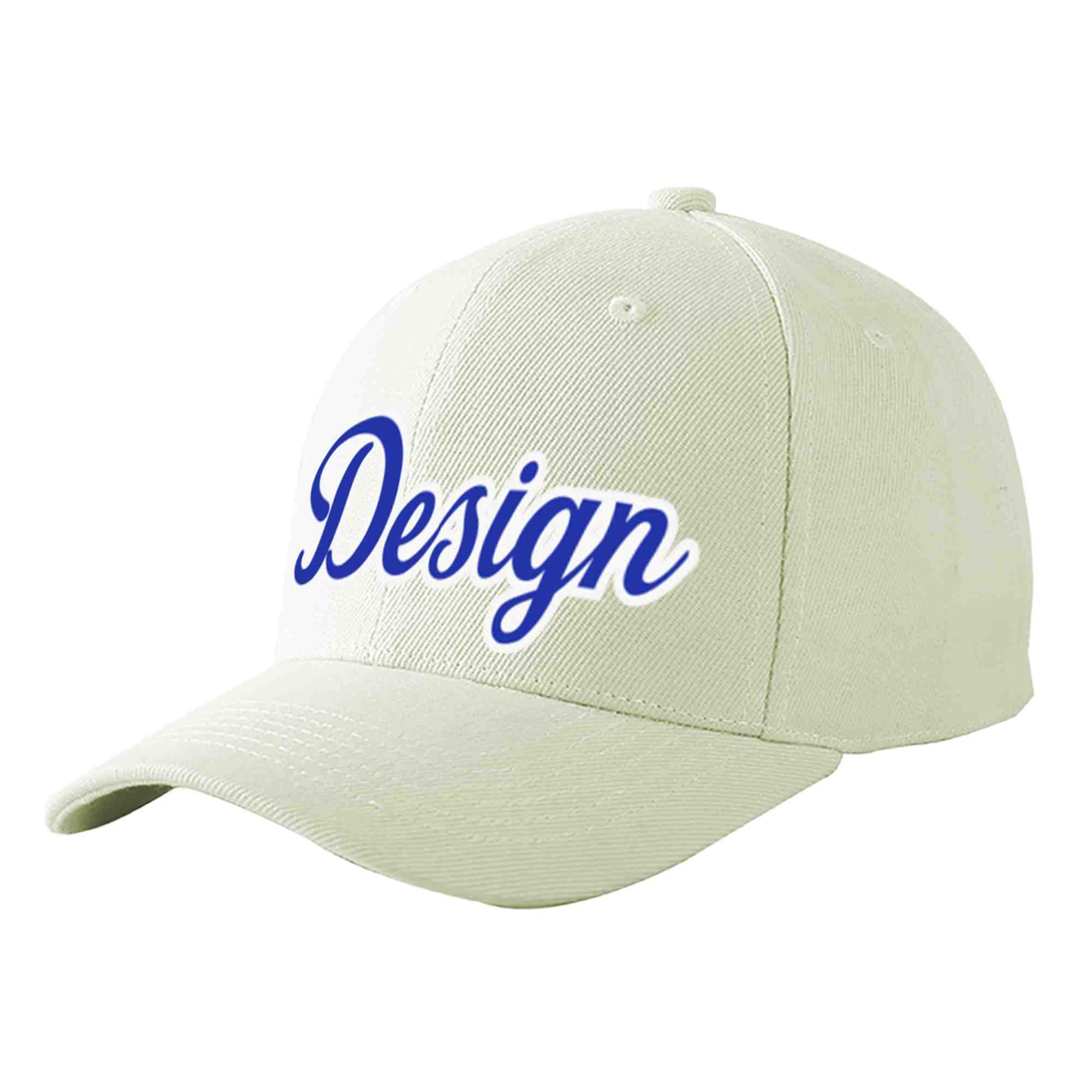 Custom Cream Royal-White Curved Eaves Sport Design Baseball Cap