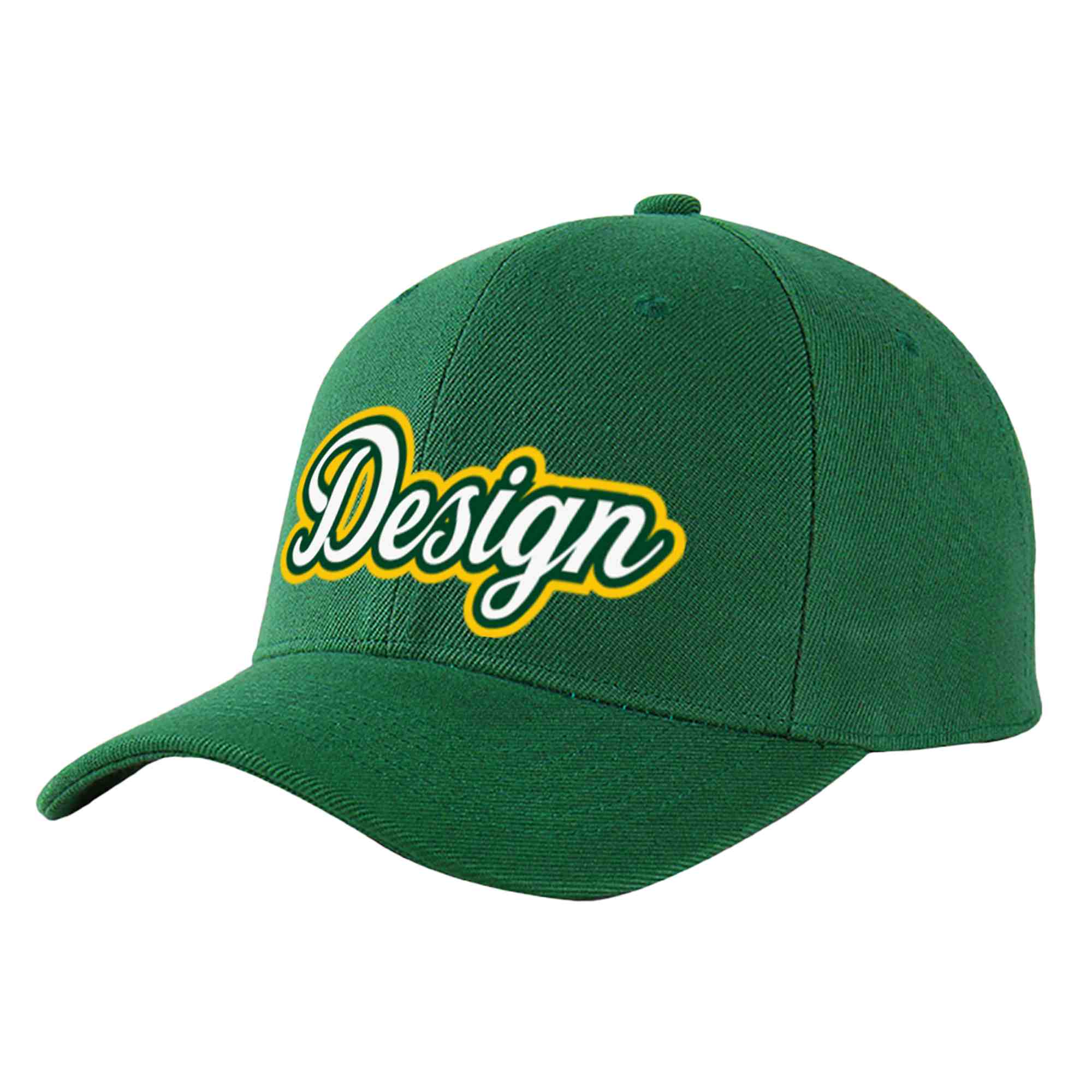 Custom Green White-Kelly Green Curved Eaves Sport Design Baseball Cap