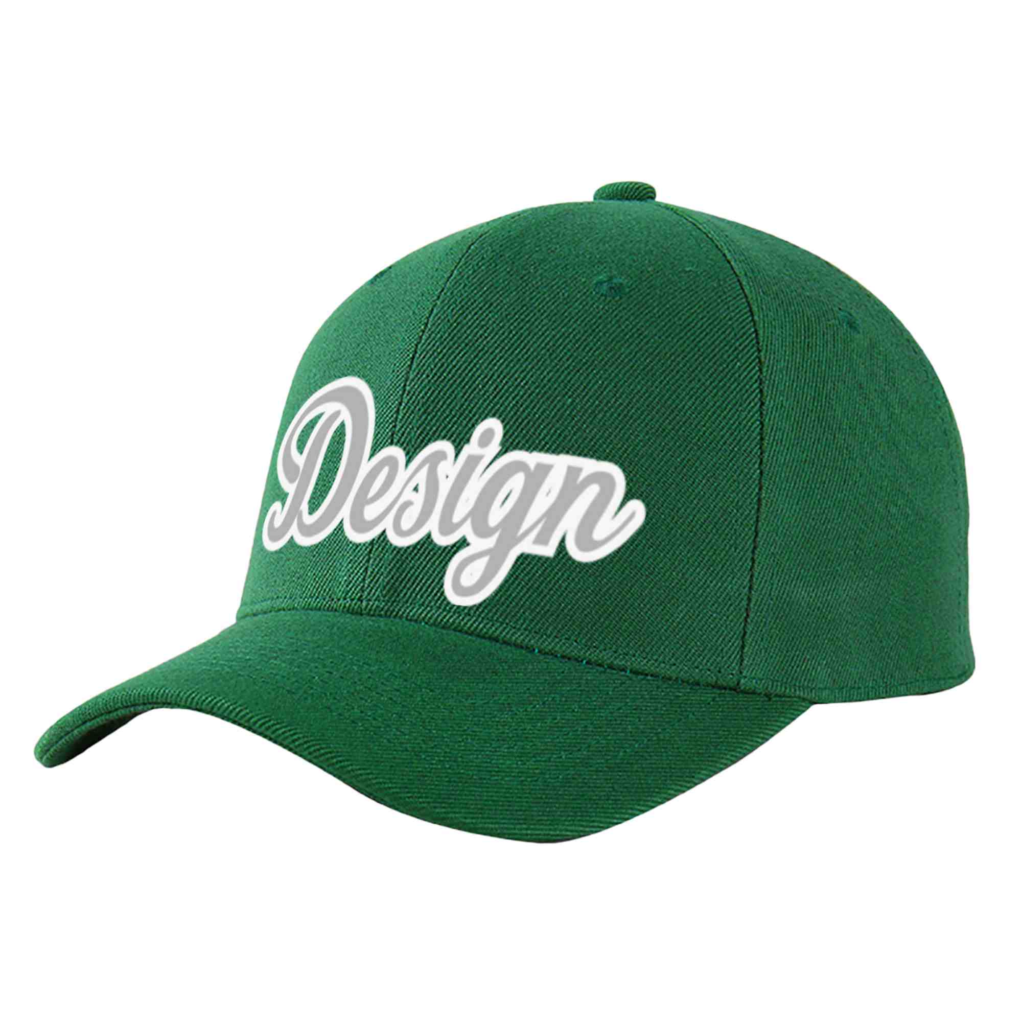 Custom Green Gray-White Curved Eaves Sport Design Baseball Cap