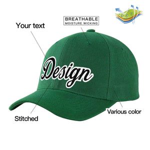 Custom Green Black-White Curved Eaves Sport Design Baseball Cap