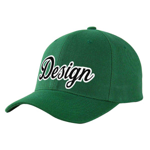 Custom Green Black-White Curved Eaves Sport Design Baseball Cap