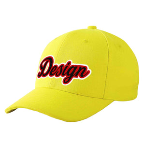 Custom Yellow Black-Red Curved Eaves Sport Design Baseball Cap