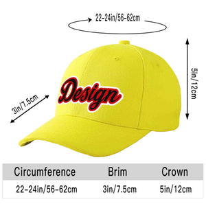 Custom Yellow Black-Red Curved Eaves Sport Design Baseball Cap