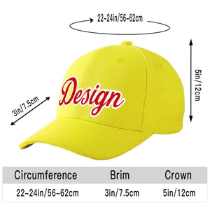 Casquette de baseball personnalisée jaune rouge-blanc avec avant-toit incurvé