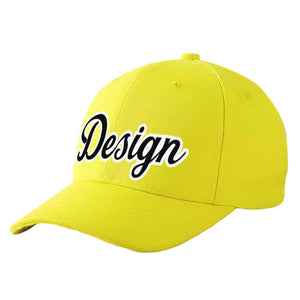 Casquette de baseball incurvée personnalisée jaune noir-blanc avec avant-toit