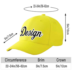 Casquette de baseball incurvée personnalisée jaune noir-blanc avec avant-toit