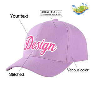 Custom Light Purple Pink-White Curved Eaves Sport Design Baseball Cap