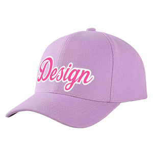 Custom Light Purple Pink-White Curved Eaves Sport Design Baseball Cap