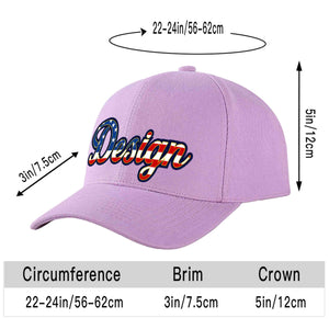 Custom Light Purple Vintage USA Flag-Gold Curved Eaves Sport Design Baseball Cap