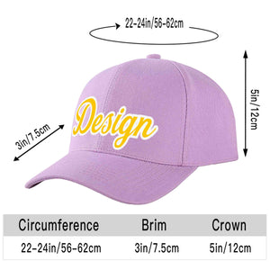 Custom Light Purple Gold-White Curved Eaves Sport Design Baseball Cap