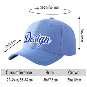 Custom Sky Blue Royal-White Curved Eaves Sport Design Baseball Cap