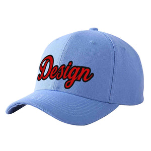 Casquette de baseball personnalisée bleu ciel rouge-noir courbée Eaves Sport Design