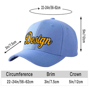 Casquette de baseball personnalisée bleu ciel jaune-marine incurvée Eaves Sport Design