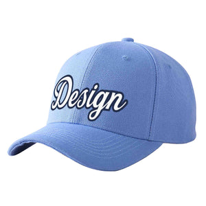 Casquette de baseball personnalisée bleu ciel blanc-marine courbée Eaves Sport Design