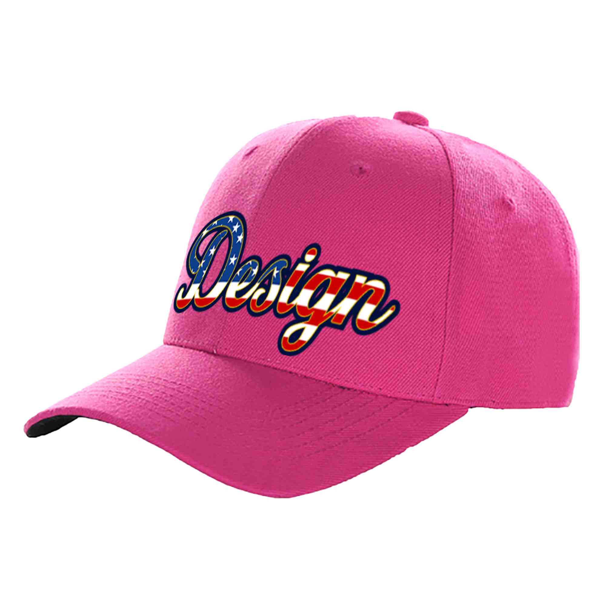 Casquette de baseball personnalisée avec drapeau américain, Rose rouge, Vintage, avec avant-toit incurvé doré, Design sportif