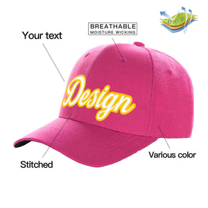 Custom Rose Red White-Gold Curved Eaves Sport Design Baseball Cap