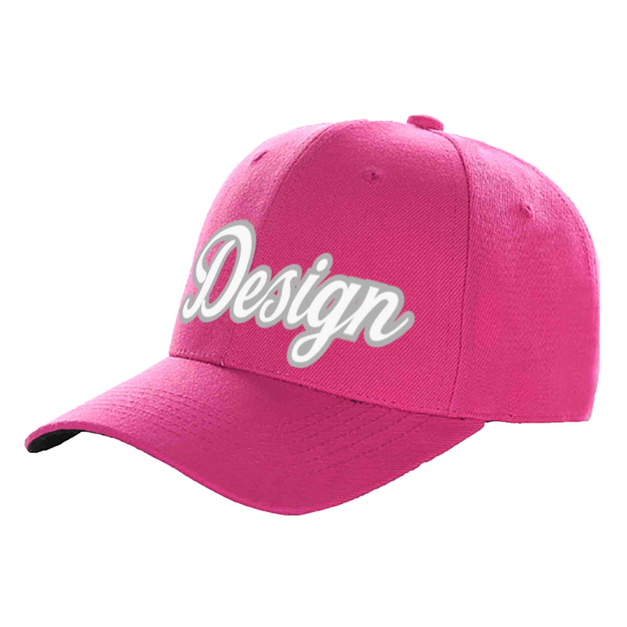 Casquette de baseball personnalisée rose rouge blanc-gris avec avant-toit incurvé