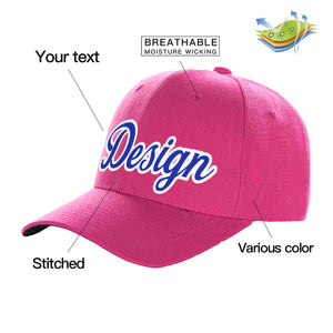 Custom Rose Red Royal-White Curved Eaves Sport Design Baseball Cap