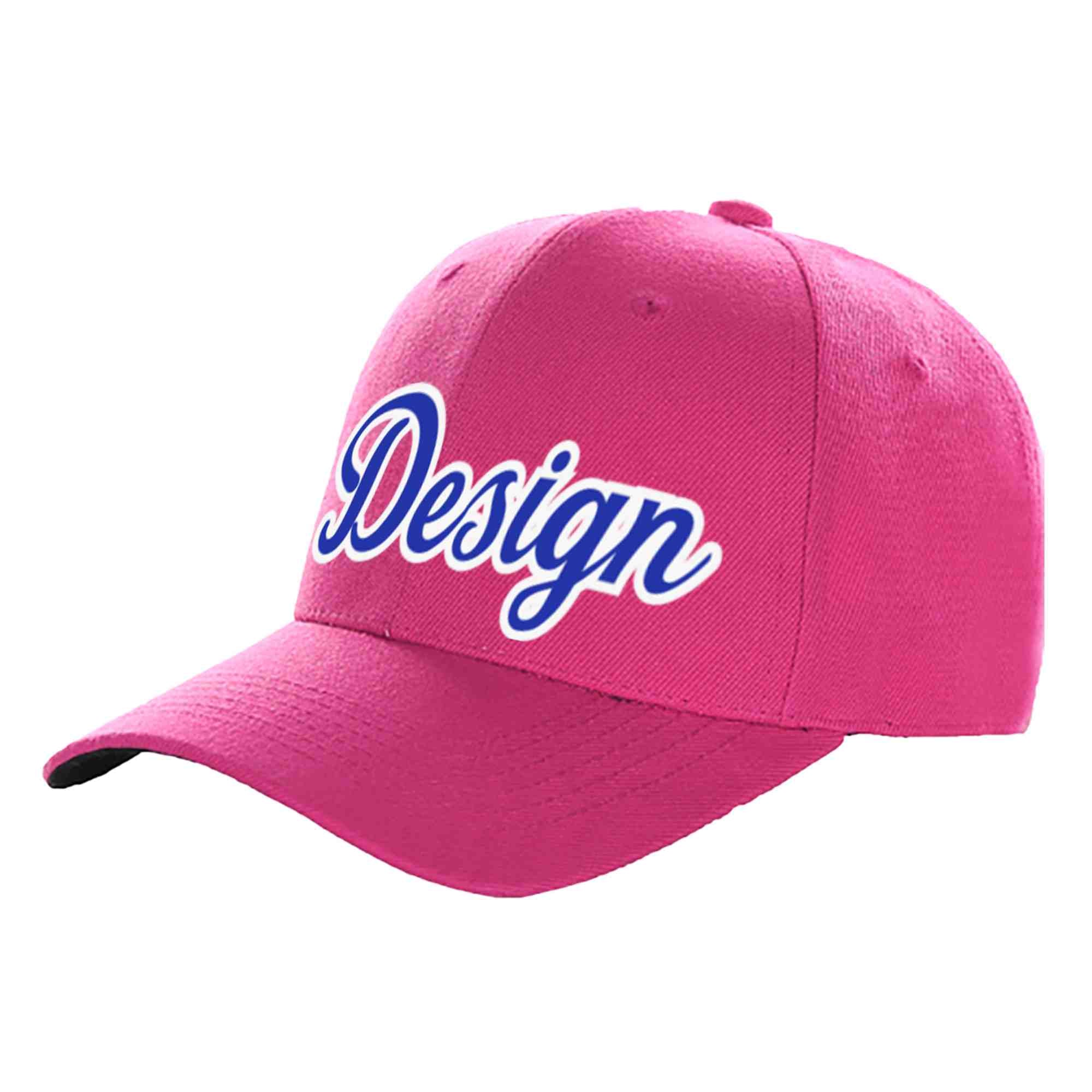 Custom Rose Red Royal-White Curved Eaves Sport Design Baseball Cap