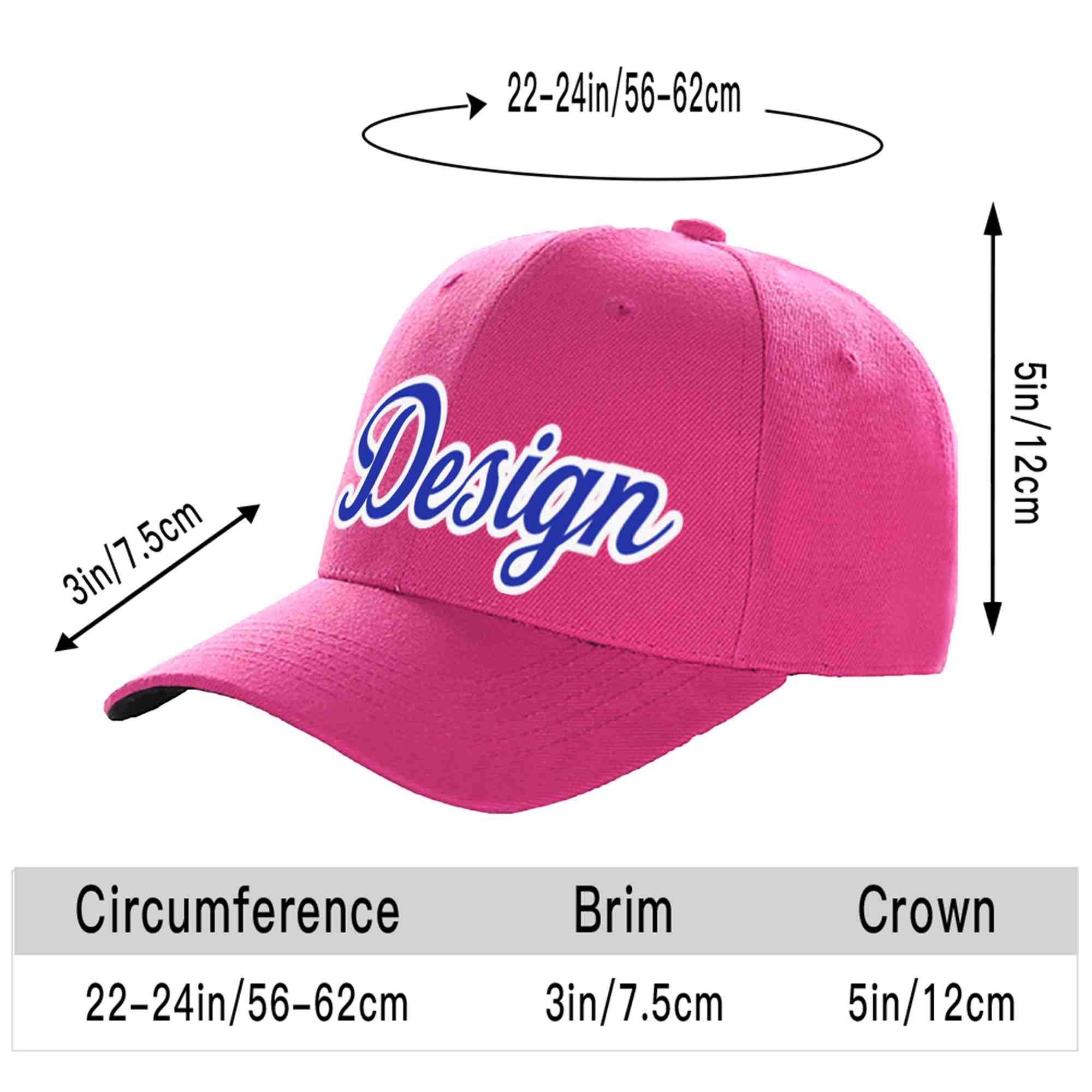 Custom Rose Red Royal-White Curved Eaves Sport Design Baseball Cap